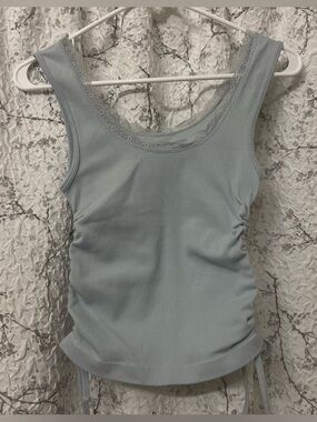 Planet heart Light Blue Lace-Trim Tank Top Size Small